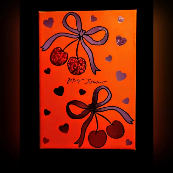 🩷🤍*Betsey Johnson* Love Spell PINK Heart Hoop Earrings 🤍🩷🍒🎀 - Picture 3 of 4